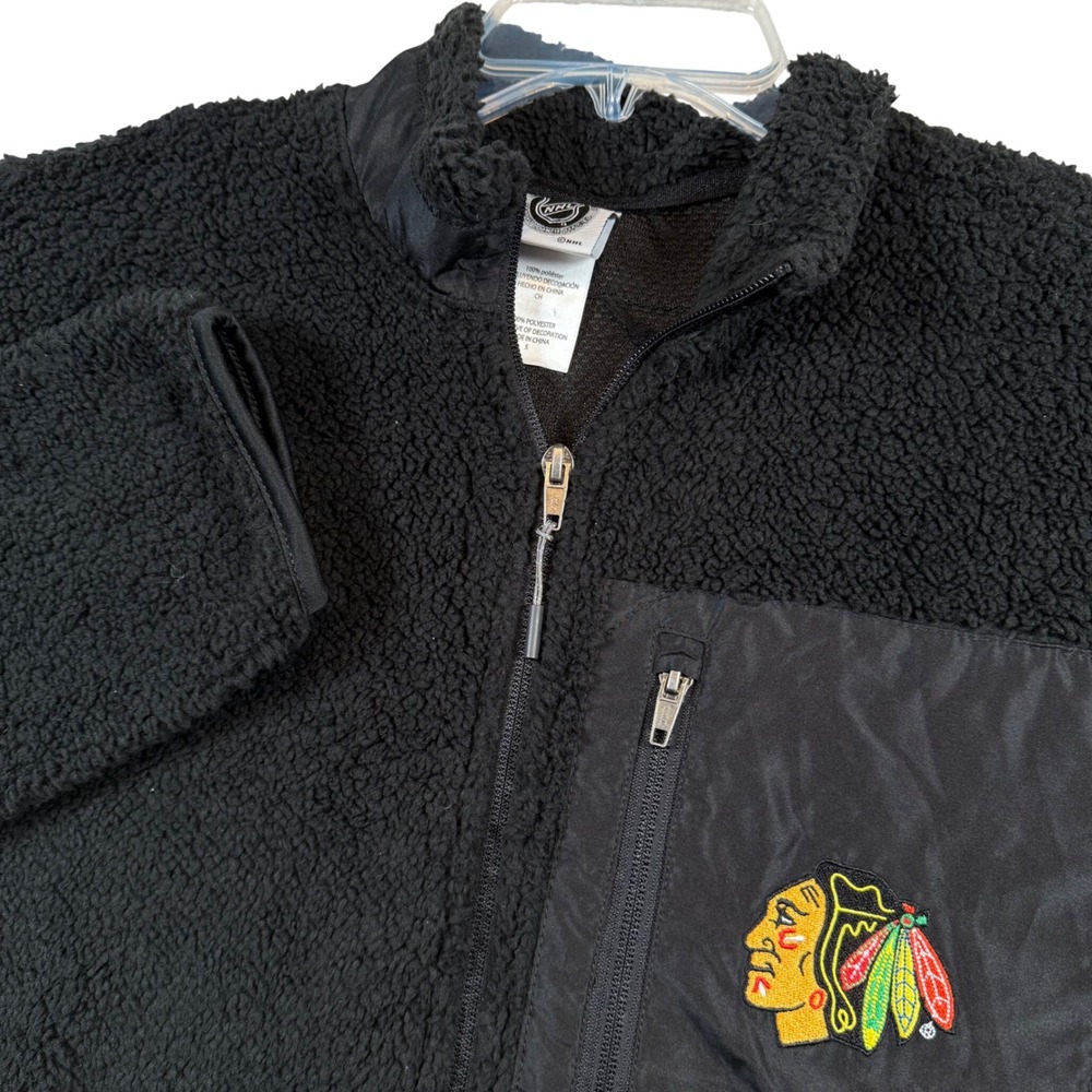 NEW‎ Chicago Blackhawks NHL Women's Fleece Full Zip Jacket Black Size Small